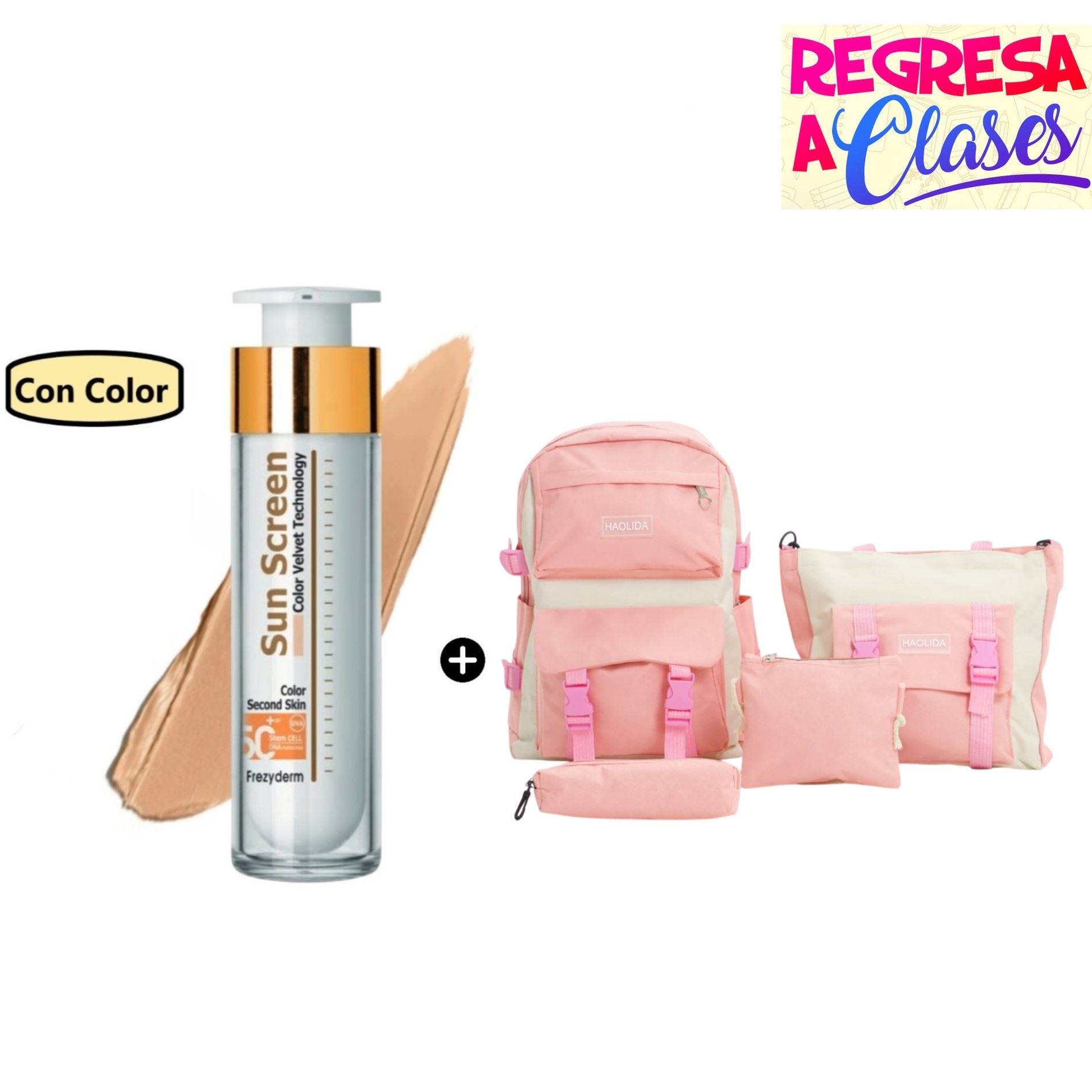 Frezyderm Velvet Sunscreen Color Face 50Ml + Mochila 4 en 1 Kawaii Rosado